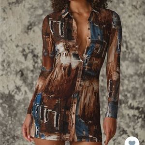 12th Tribe Pollock Mesh Brown Dress